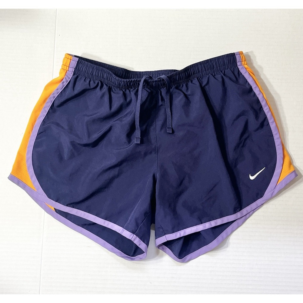 Nike Running Shorts Women's Large Purple Orange Built In Briefs DriFit Gym Athl